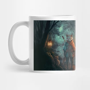 Guy with Fox Mask in the forest Mug